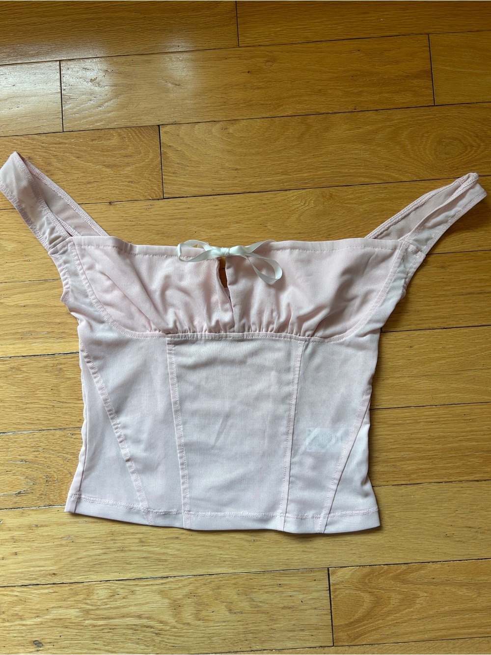Garage Pale Pink Cropped Tank with Bow